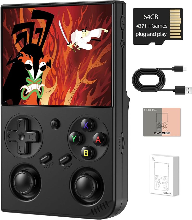 Voacle RG35XX Pro Retro Handheld Game Console , RG 35XXPro Support HDMI TV Output 5G WiFi Bluetooth 4.2 , 3.5 Inch IPS Screen Linux System Preloaded 4353 Games 3200mAh Battery(Black-New) - Image 1